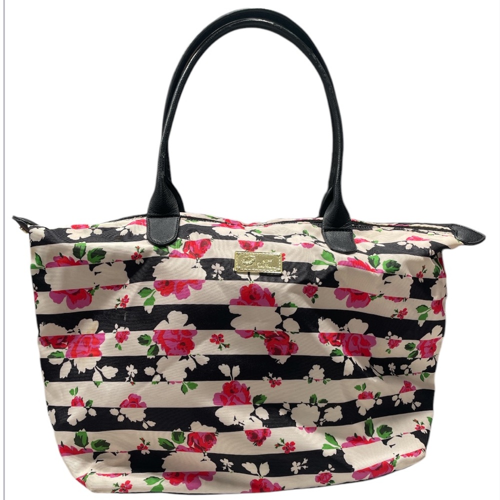 Betsey Johnson Floral Striped Tote Bag